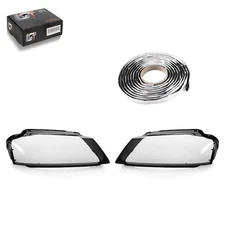 2x Headlight Lens Left Right Set For Audi A3 Convertible Sportback 2008-2012