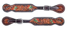 Horse Horse Western Floral Adjustable Tooled Leather Spur Straps 74HRFloral