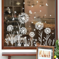 Supzone Fensterbilder Selbstklebend Groß Pusteblume Weiß Fensteraufkleber Blumen