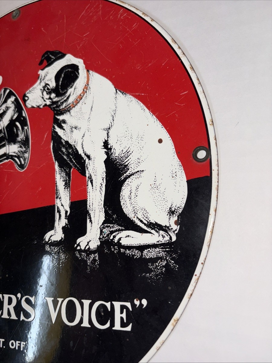 VICTOR ヒス・マスターズ・ボイス 円形サイン Vintage RCA Victor Nipper Dog His Master's Voice Victrola