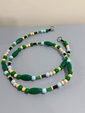 Green Blue Wooden beaded crossbody phone strap, come with a phone tether tab