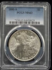 1881 S Morgan Silver Dollar $1 Coin, PCGS MS63, Unc San Francisco Mint W/ Tone