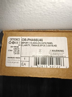 Ortronics Clarity 6 Cat6 48-Port Patch Panel OR-PHD66U48, Brand NEW