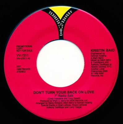 KRISTIN BAIO - DON'T TURN YOUR BACK ON LOVE - VV-7211 - 45 Record VG+