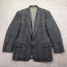 Vintage Christian Dior Monsieur Blazer Mens 42 Gray Plaid Tweed Sport Coat