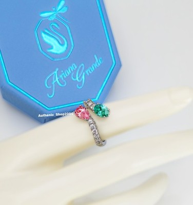 New 100% Authentic Ariana Grande x Swarovski Green Pink Open Ring