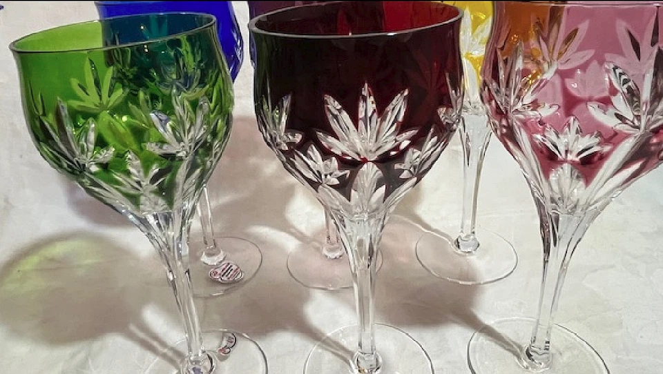 JOSKA Waldglashütte Bodenmais 6x Überfang Bleikristall Gläser mundgeblasen - Bild 2 von 4