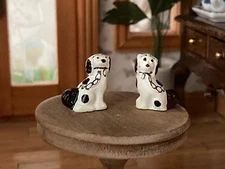 1:12 Dollhouse Miniature Pair Staffordshire Dogs Display Figurines