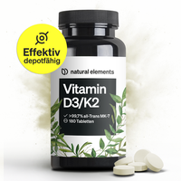 Vitamin D3 K2 5000 I.E. Depot 180 Tabletten Hochdosiert - Natural Elements