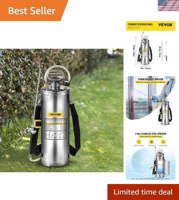 #ad Durable 3 Gallon Stainless Steel Sprayer with Pressure Gauge amp; Safety Valve $157.99
