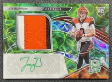 JOE BURROW 2020 PANINI SPECTRA #201 ROOKIE NEON GREEN PATCH AUTO RC 5/50 BENGALS
