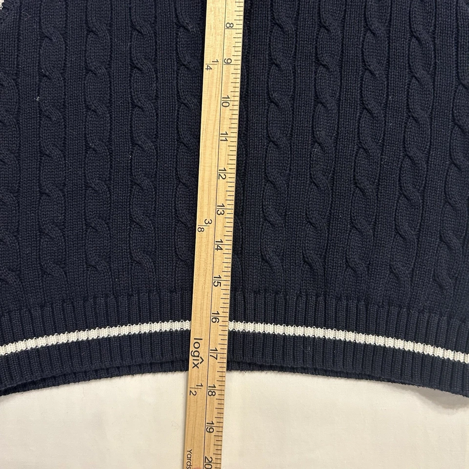 John Galt Cable Knit Sweater Vest Preppy Collegiate Style Navy Blue Size Small - Imagem 3 de 4