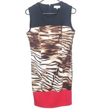 Calvin Klein Dress Sheath Dress Knee Length Dress Leopard Print Dress 6 Multi