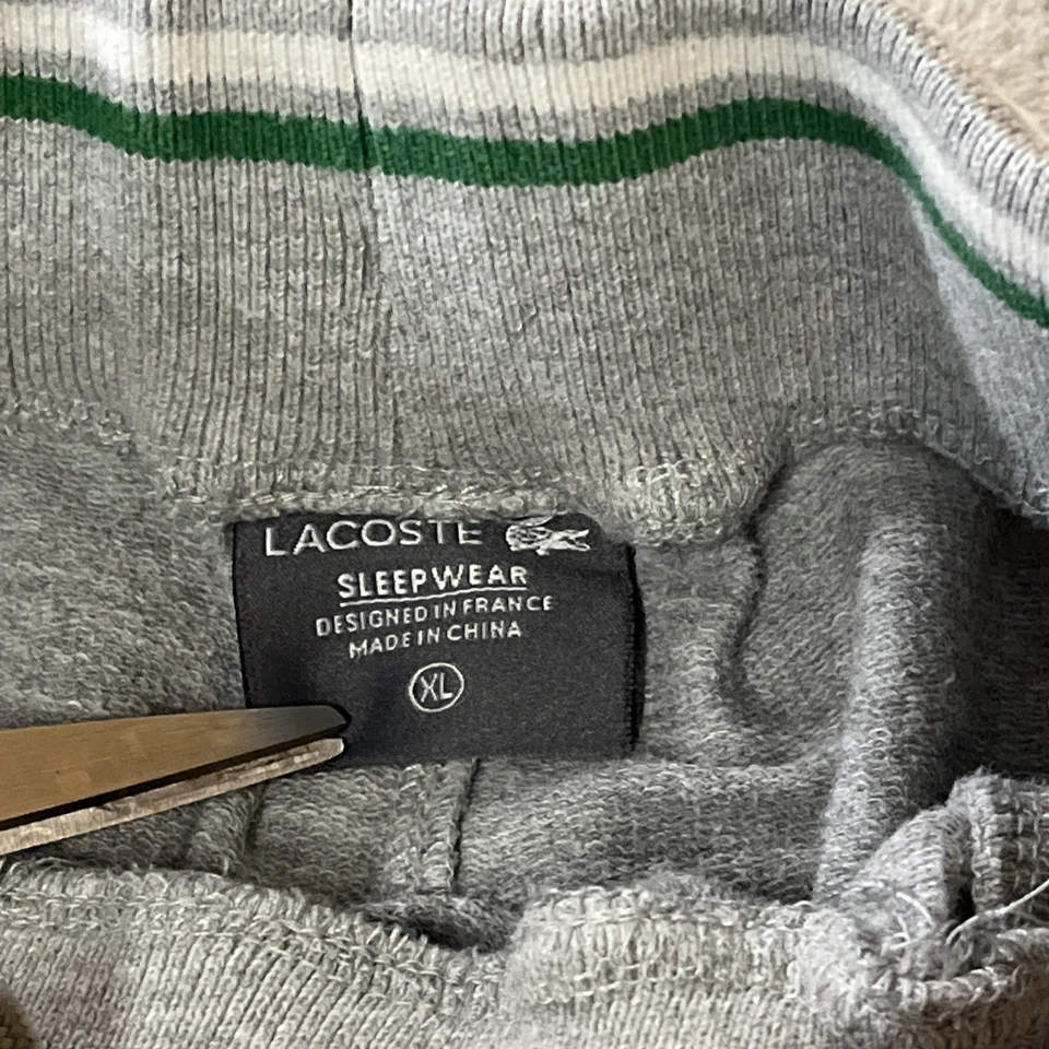 Lacoste Hombres XL Ropa de Dormir Pijama Pantalones Cortos Gris Jaspeado Verde Deletrear Logo Comodidad Foto 4 de 4