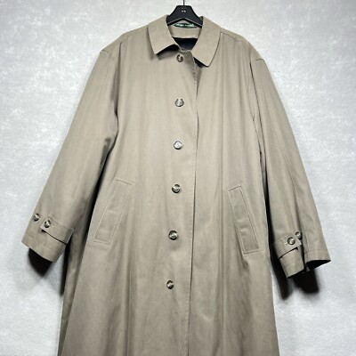 Lauren Ralph Lauren Trench Coat Mens 46 Long Microfiber Sage