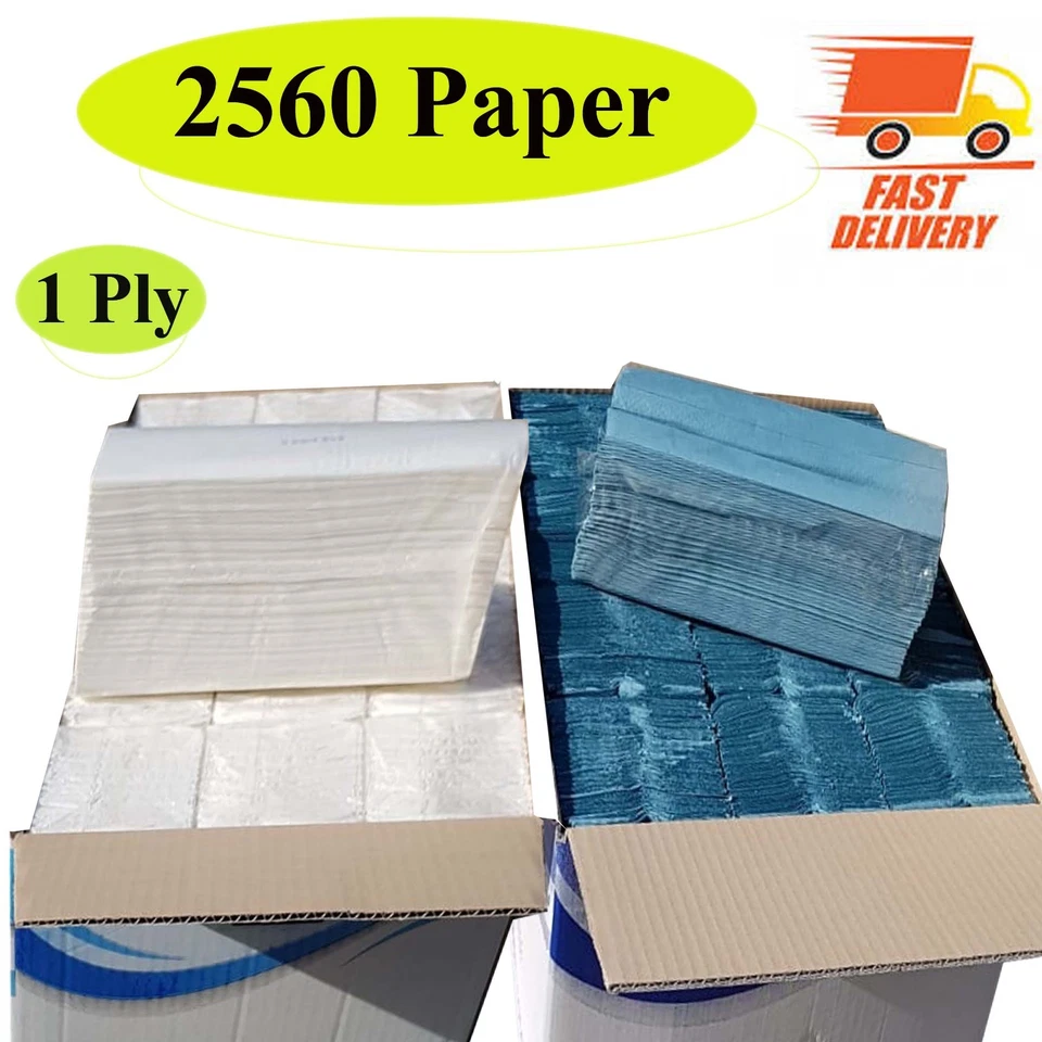 A406 Soft C Fold Paper Hand Towel White Blue Multi Fold Luxury Case of 2560