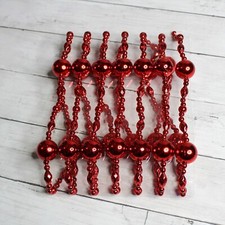 Christmas Tree Garland Beaded Bauble Ornaments Red 12 ft Strand Holiday