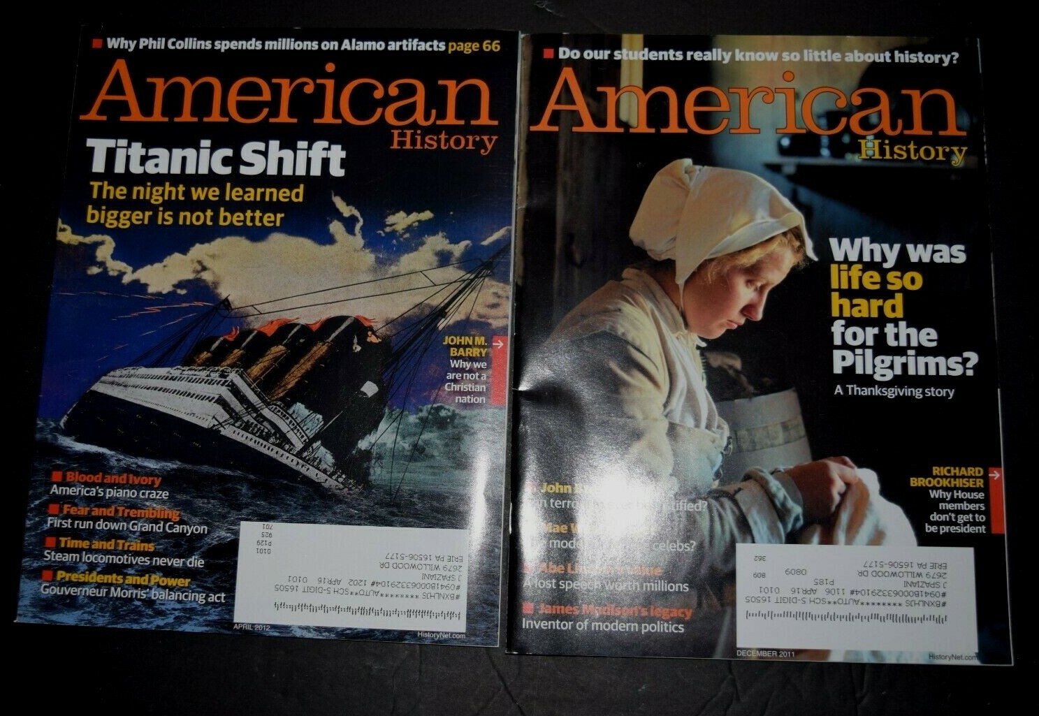PAIR OF AMERICAN HISTORY MAGAZINES: The Titanic and The Pilgrims,  Pre-Owned/LN | eBay