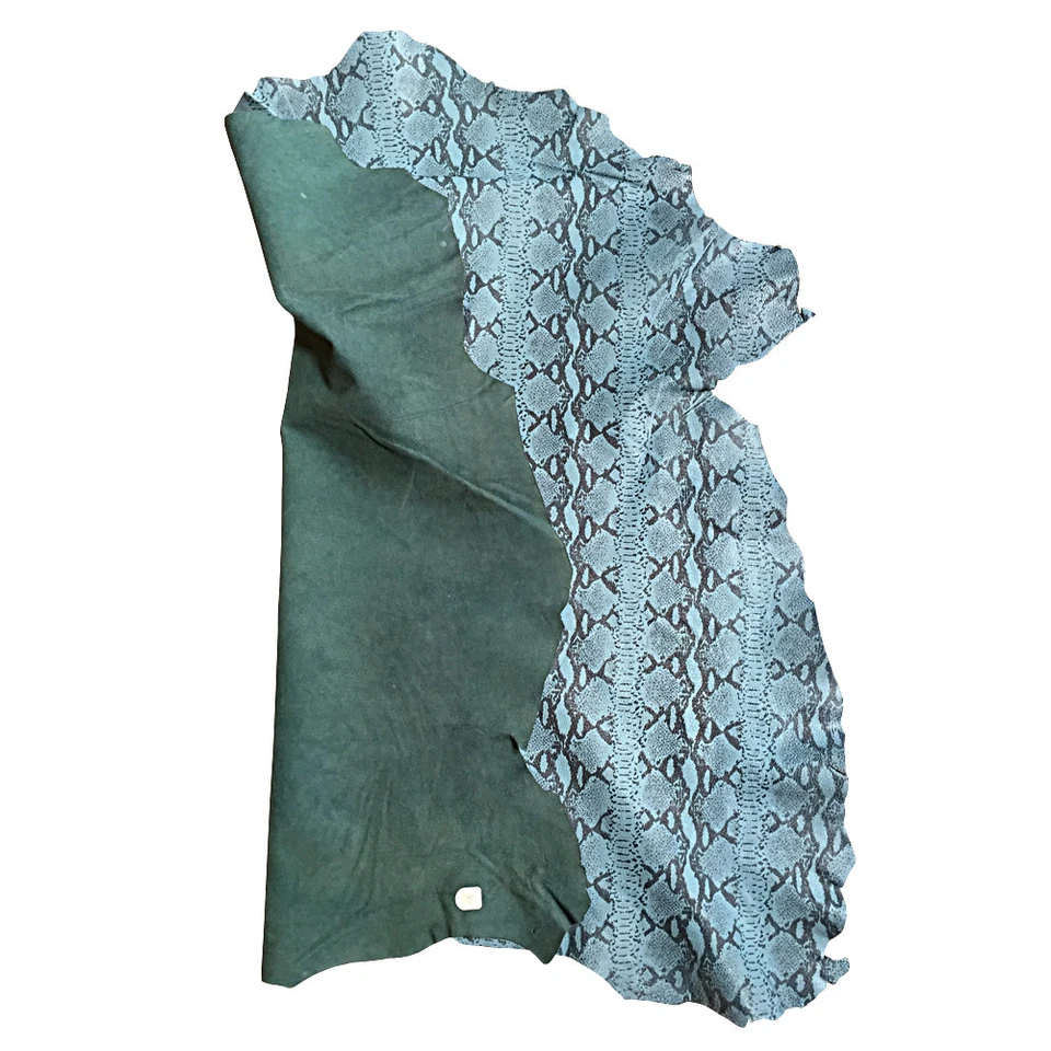 Blue Snakeskin Printed Lambskin Hides, craft unique, responsibly sourced fashion - Image 2 of 4