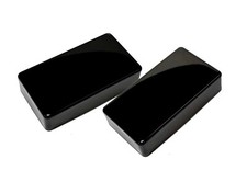 2x PAIR HUMBUCKER COVER NICKEL SILVER WITH NO HOLES JET BLACK