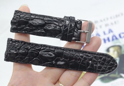 Black Genuine Hornback Alligator Leather Watch Strap Quick Release For Men's