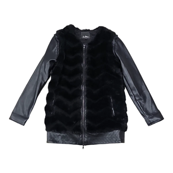 Sam Edelman искусственного меха искусственной кожи Куртка Пальто жилет черный размер средний молнии - Изображение 2 из 4
