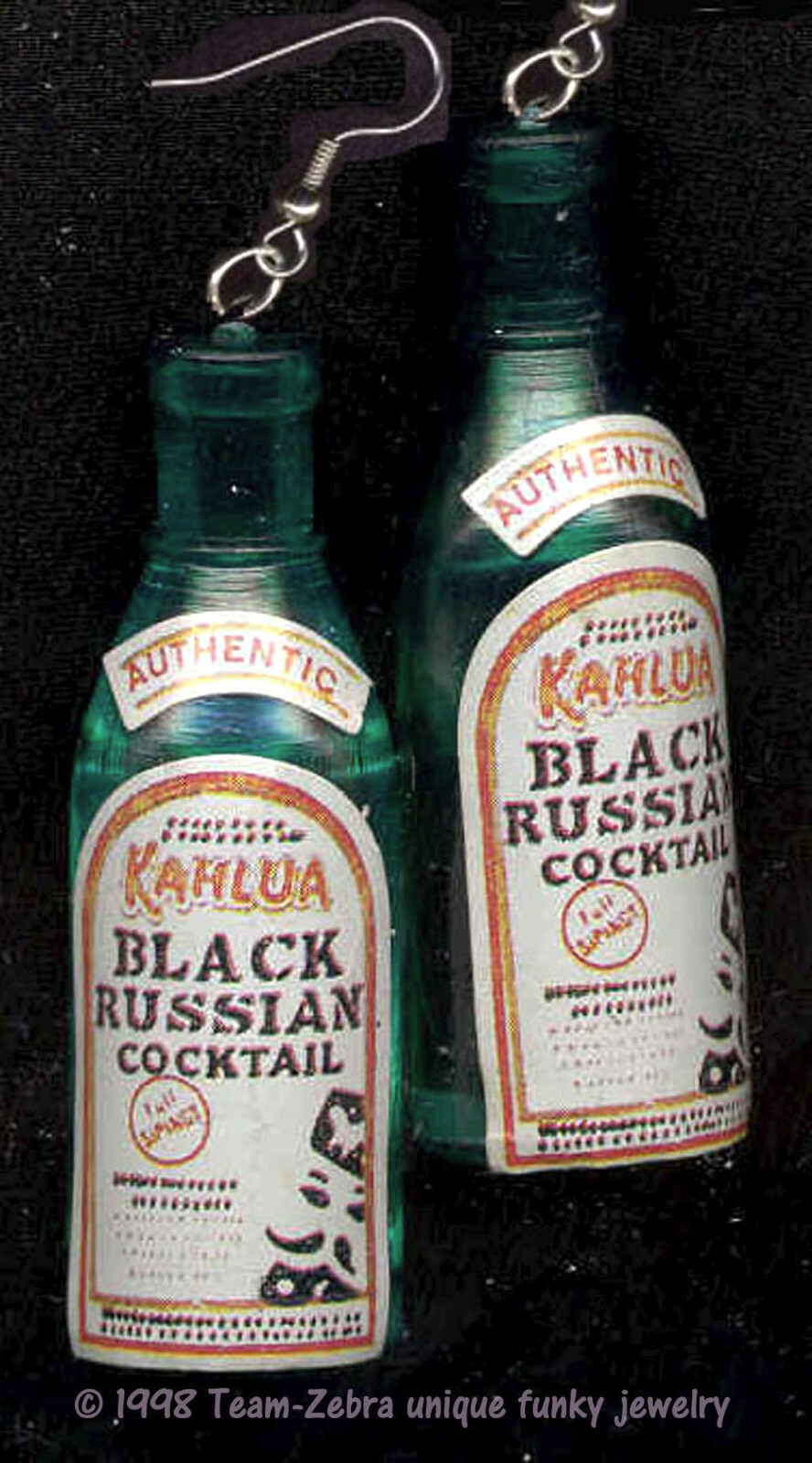 Huge Funky LIQUOR BOTTLE EARRINGS COFFEE Black Russian Novelty Bar