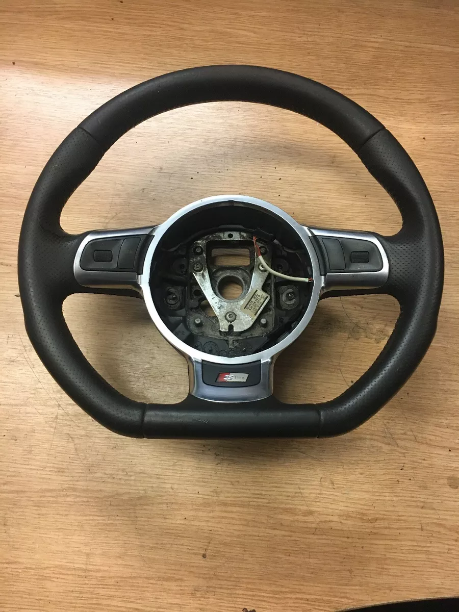 AUDI A3 8P SLINE FLAT BOTTOM LEATHER MULTI FUNCTION STEERING WHEEL