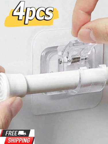 4pcs Self-Adhesive Curtain Rod Brackets No Drilling Adjustable Curtain Rod Hooks