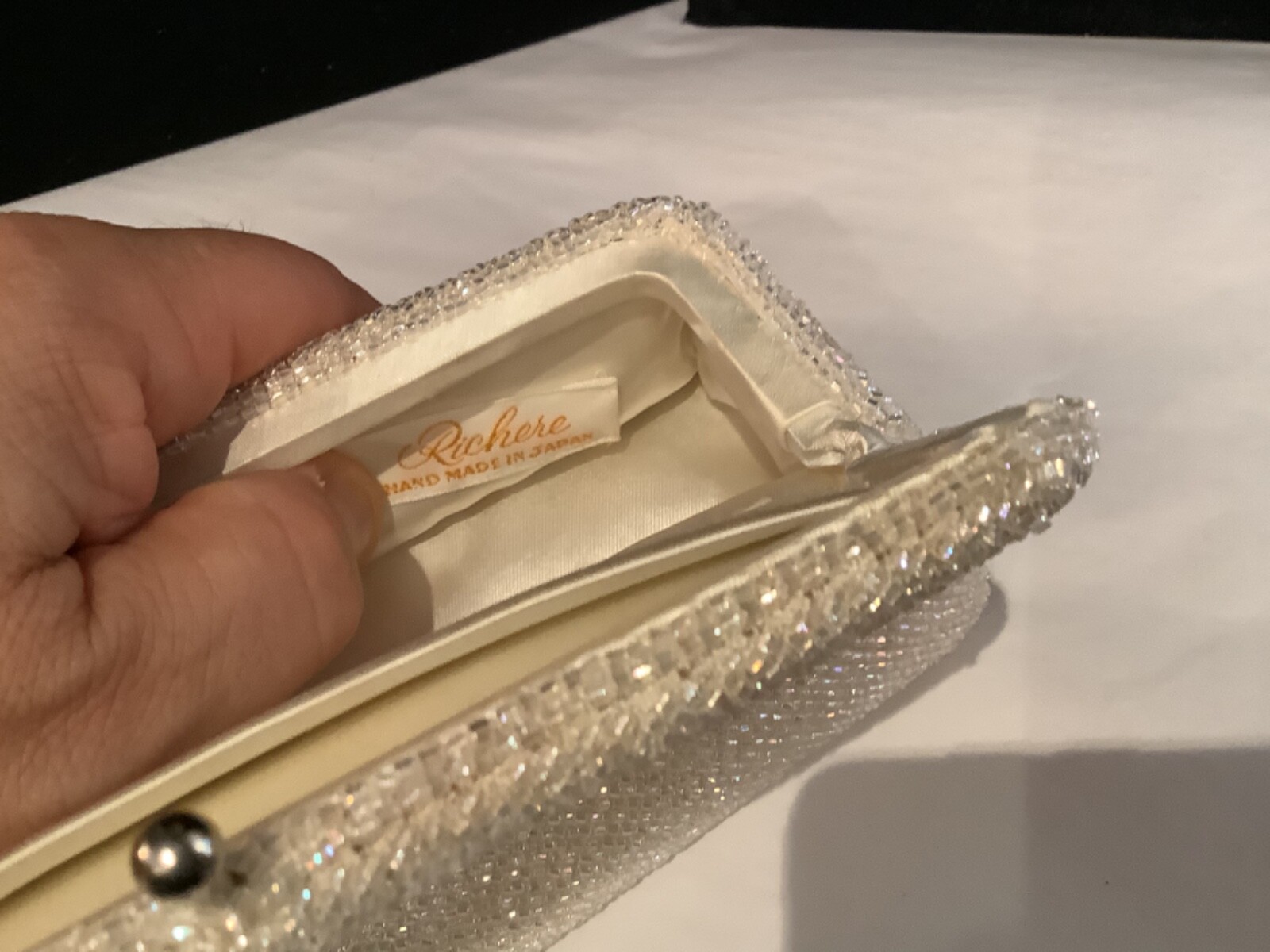 VINTAGE UNIQUE RICHERE RECTANGULAR WHITE IRIDESCE… - image 8