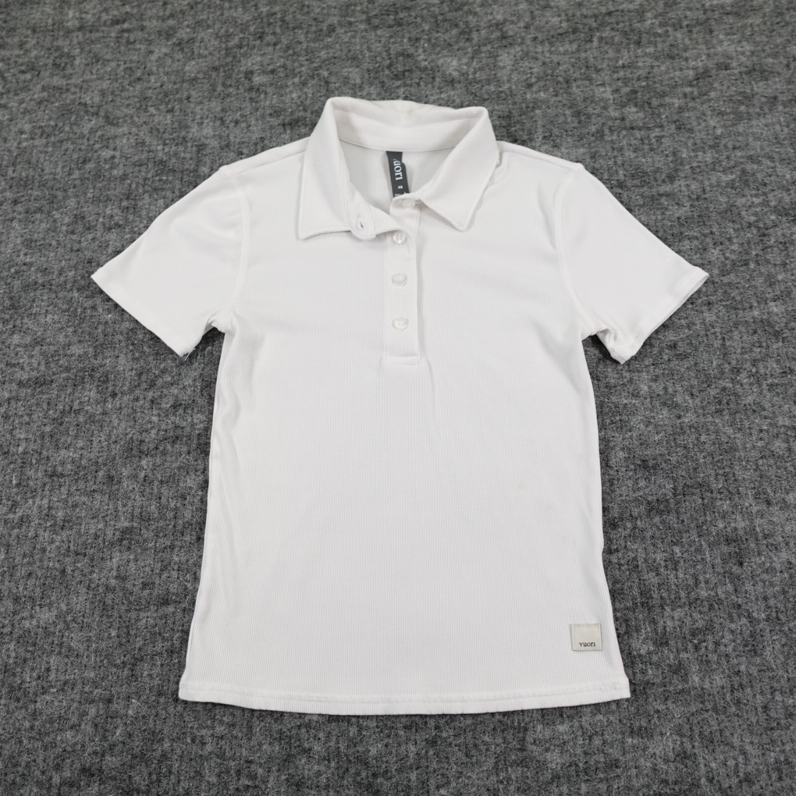 Vuori Womens Extra Small White Pose Fitted Slim Fit Tennis Ribbed Polo Shirt-image