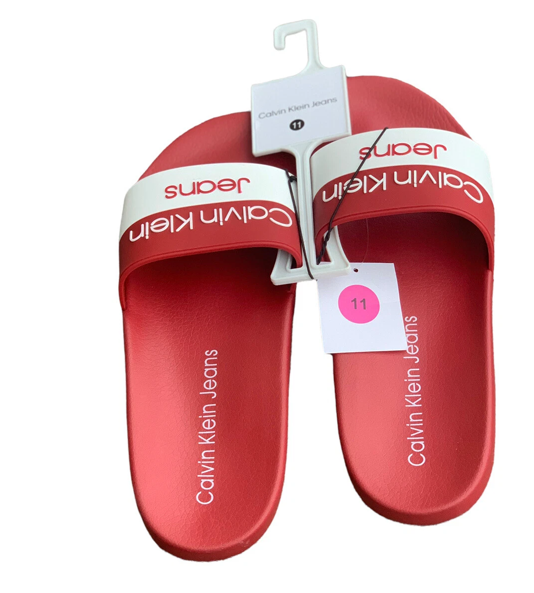 Calvin klein hotsell slides red