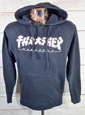 Thrasher Skater Magazine Black Pullover Hoodie Women's S Pink Godzilla Logo