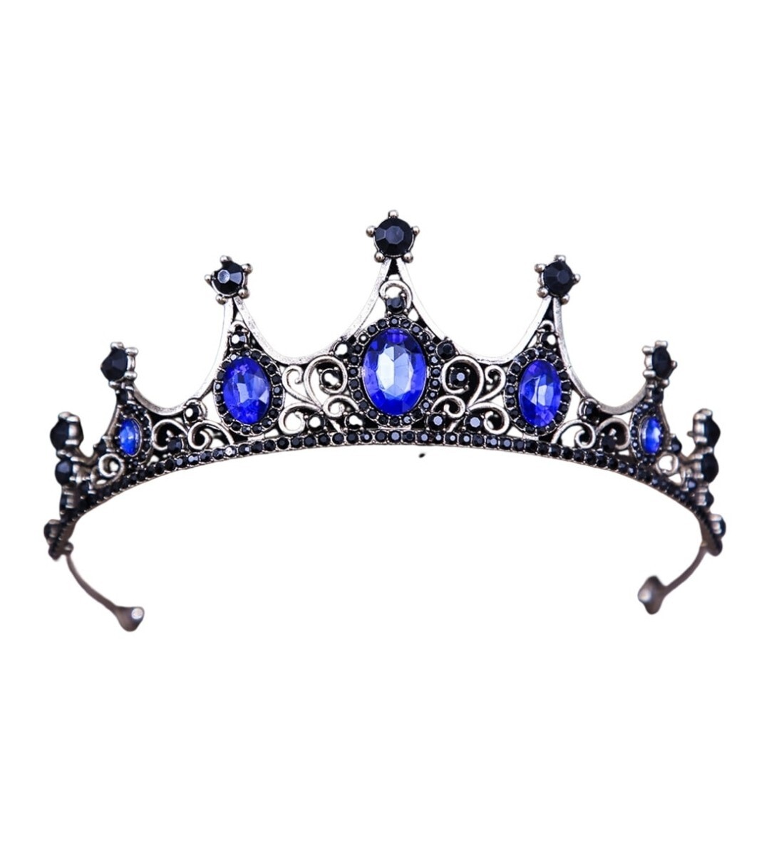 Blue luxury crown tiara vintage baroque style prom vintage wedding Baroque Crown Headbands Royal Queen Tiaras and Crowns Bridal  main image 4