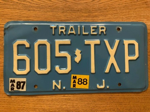  NEW JERSEY TRAILER 1987 1988 License Plate 605 TXP Dad's Garage State Symbol 