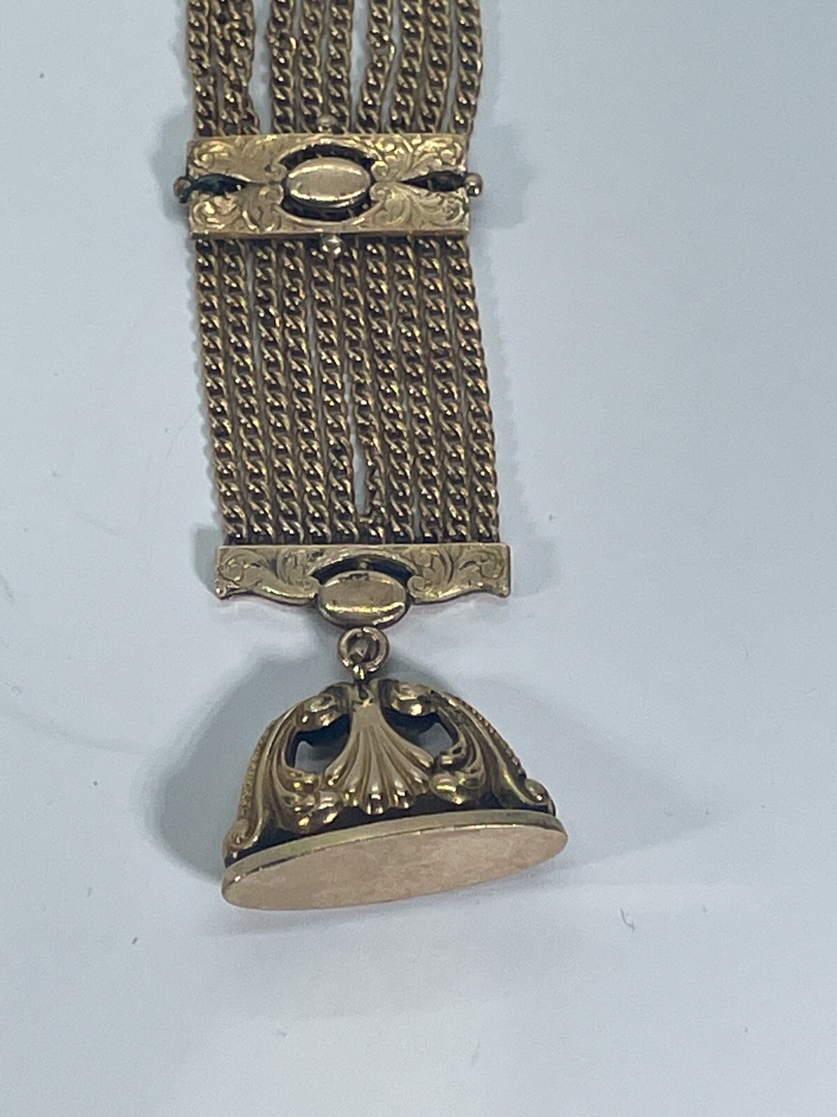 Antique Vtg Ornate Yellow Gold Filled MultiChain Fob Vest Pocket Watch