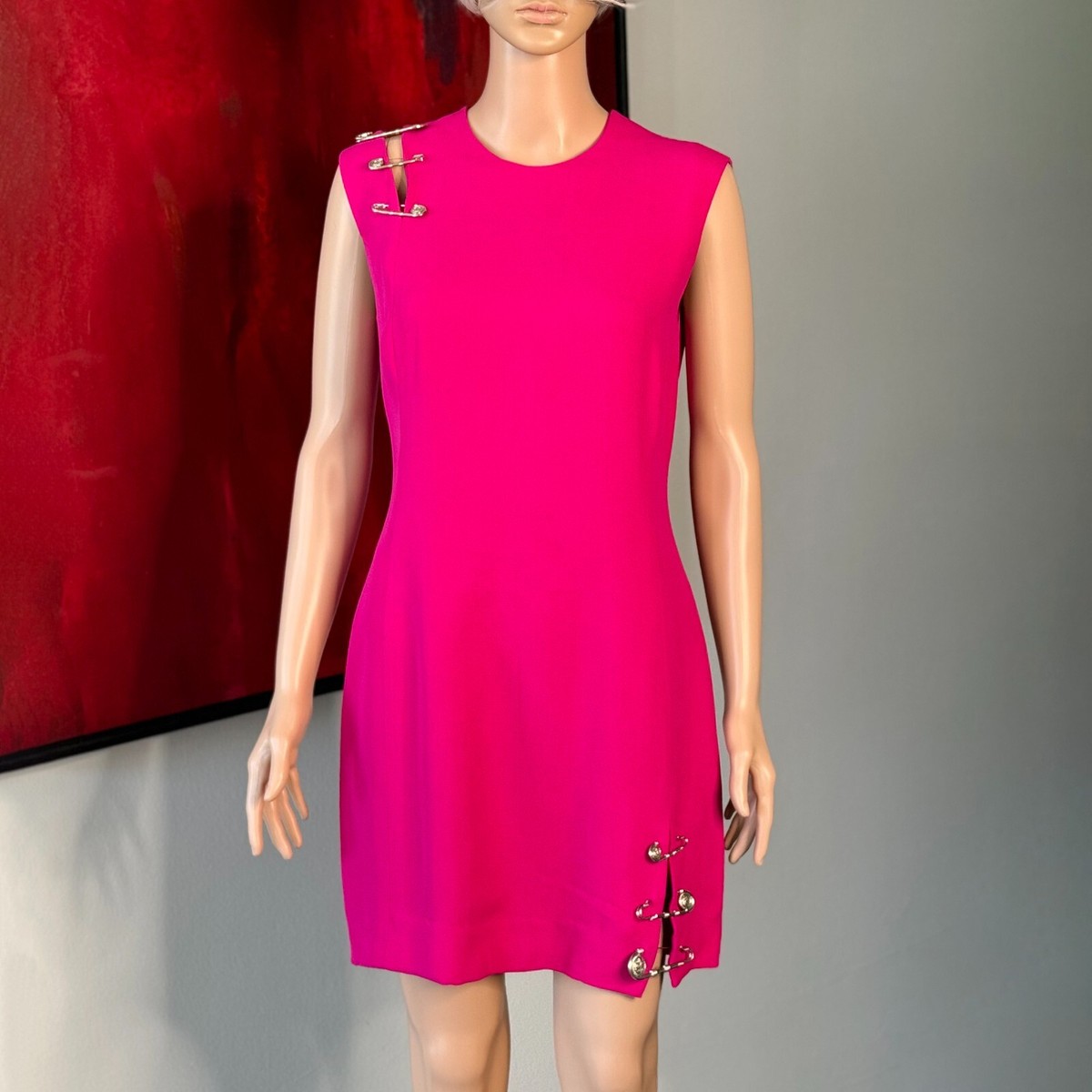 GIANNI VERSACE Safety Pin Pink Dress size 42 from S/S 1994