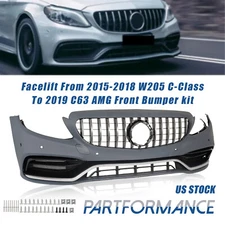 Front Bumper Grille Kit Fit For 2015-2018 C300 C Class W205 C200