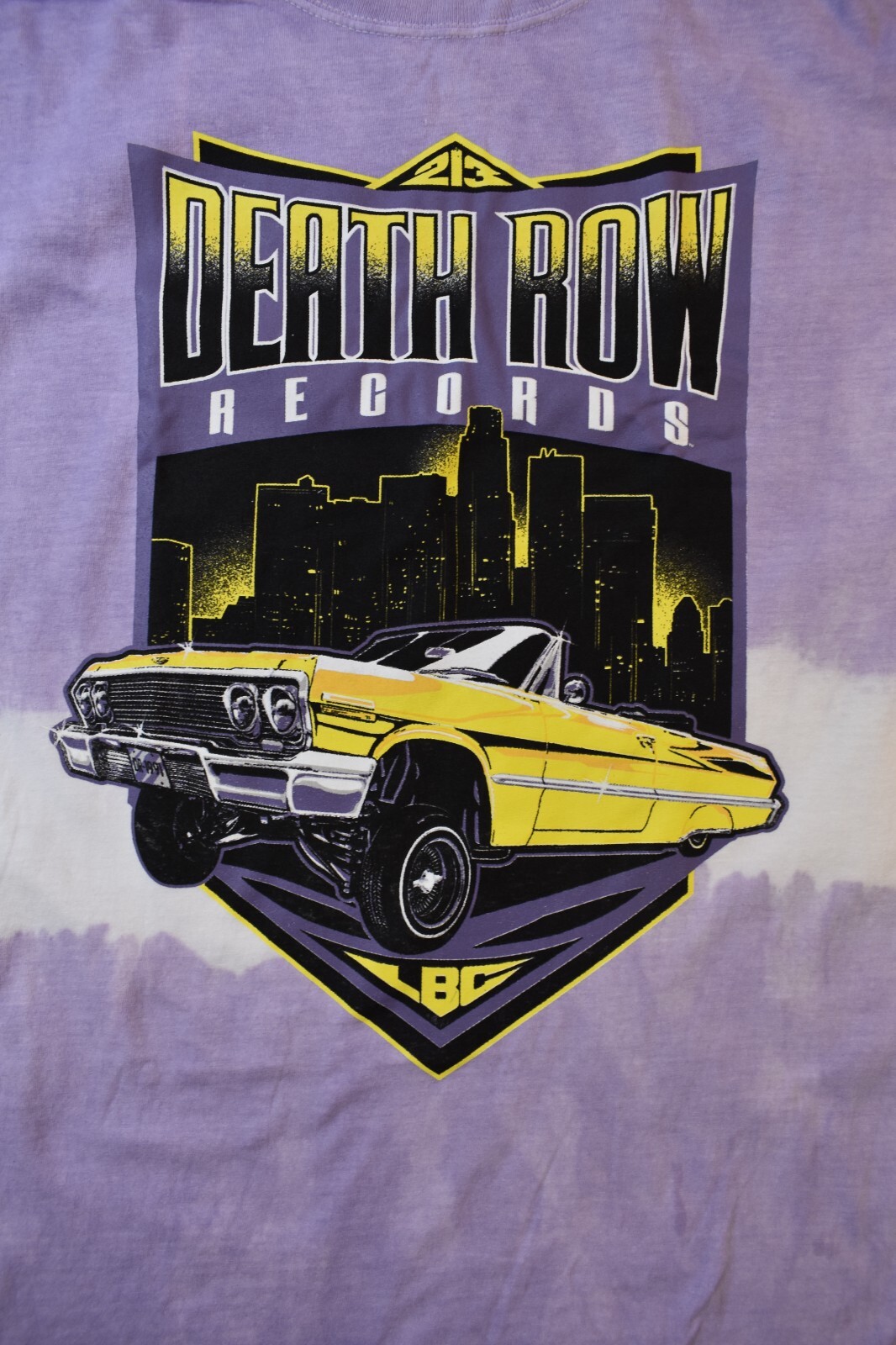 FILA Camicia viola Death Row Records da uomo LBC Long Beach 213 Lowrider nuova XL