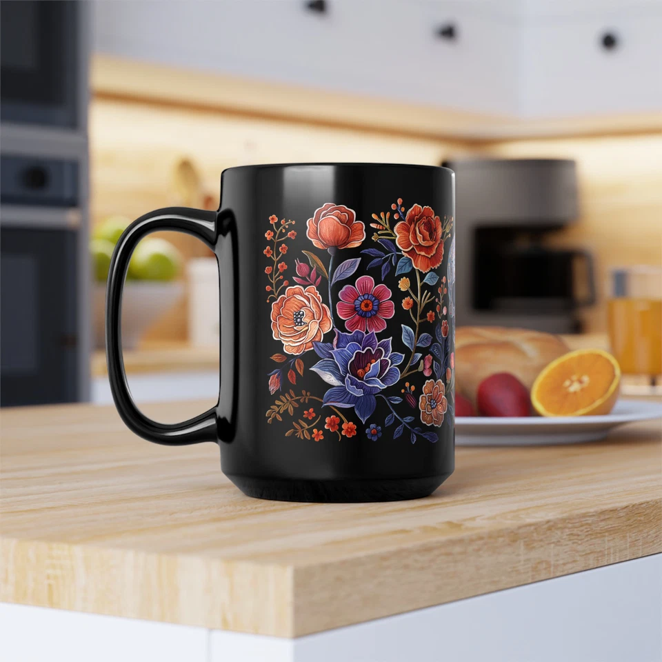 Taza de café El Día de los Muertos, 11 oz 15 oz, taza calavera mexicana del día de los muertos Foto 3 de 4