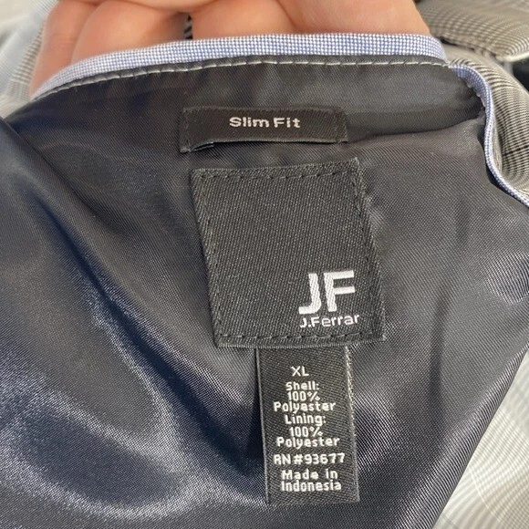 JF J.Ferrar Slim Fit Glen Plaid Jacket Men’s XL Black White Plaid Performance - product detail image 12