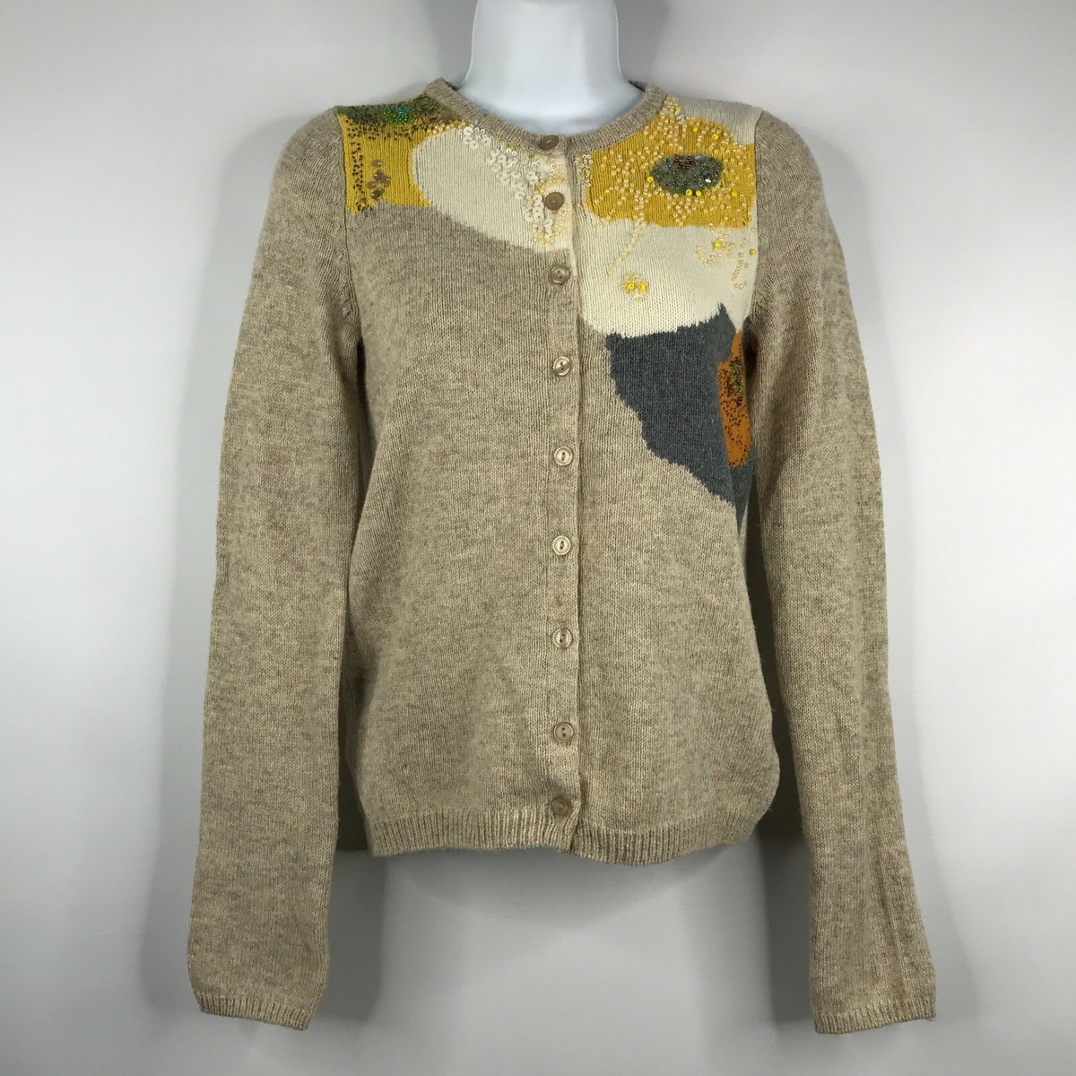 Sparrow Anthropologie Carlotta Oatmeal Beaded Sequin Floral