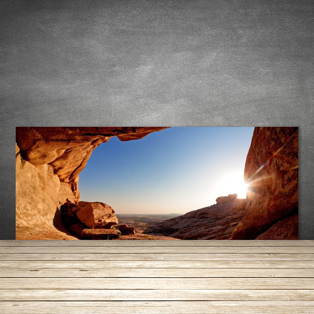 Crédence de cuisine en verre 125x50 panneau mural décoratif paysage roche soleil