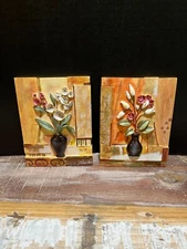 S Vassileva Artist - Floral Bouquet 3D Relief Resin Tile Wall Hanging 6x4