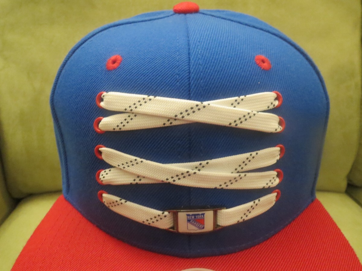帽子 LAMERSPHERE LS / Signature Hat KEIJU Zephyr NY Rangers Blue Hat with Skate Lace Front Red Bill