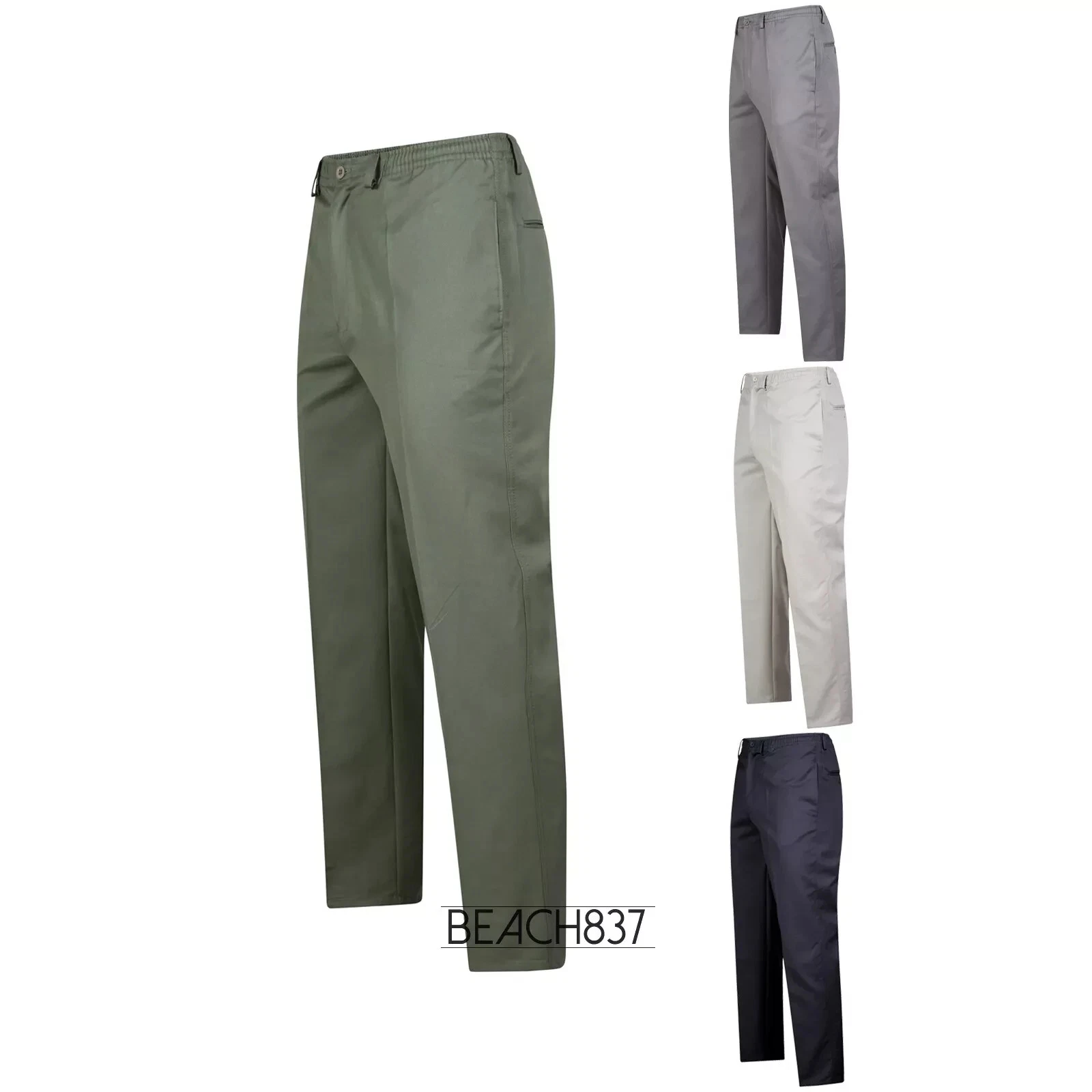 Mens Elasticated Waist Lightweight Casual Rugby Trousers Size 30-50" Waist