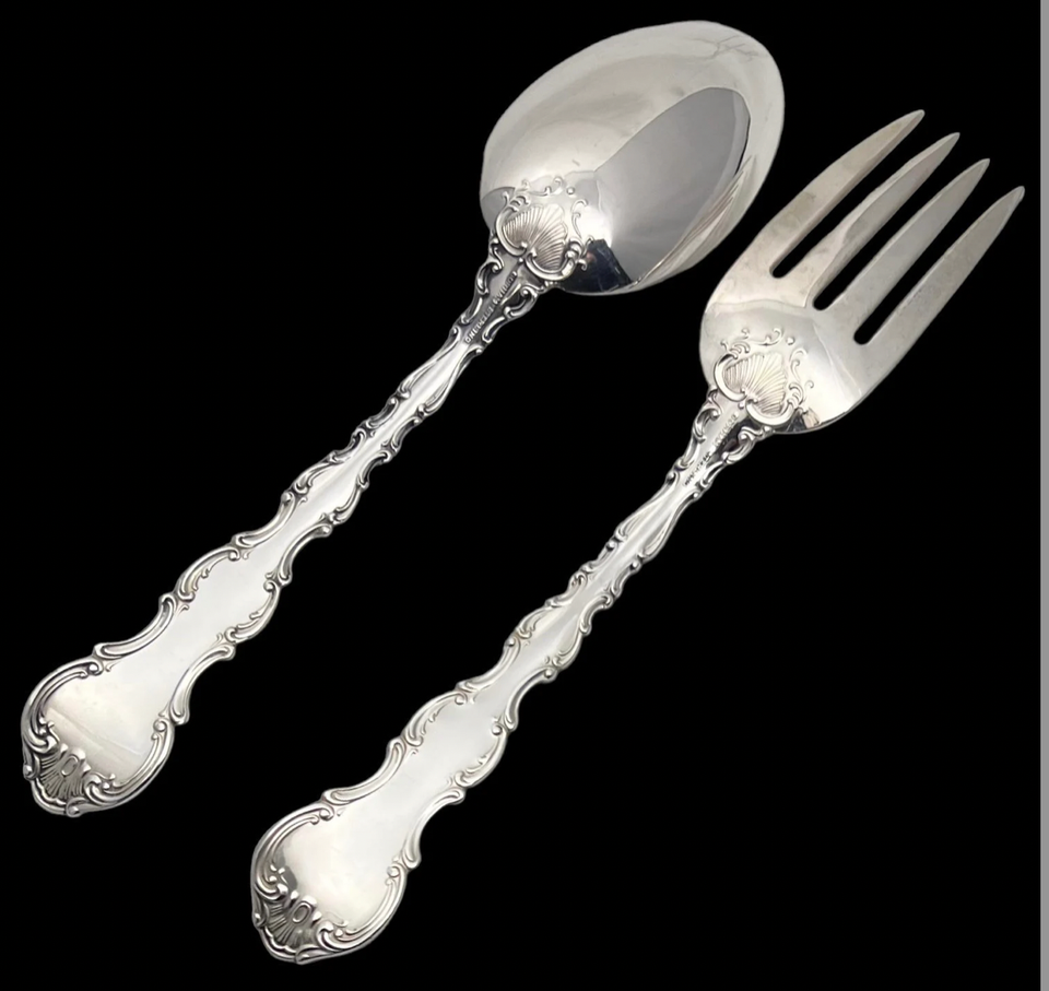 STRASBOURG Large Serving Spoon & Fork by GORHAM SILVER Sterling Silver