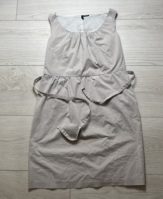 Benetton stile Khaki Dress Women Small  Sleeveless Tank Dress With Belt vintage