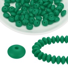 100Pcs Silicone Beads 12mm Lentil Rubber Focal Beads Bulk, Christmas Green