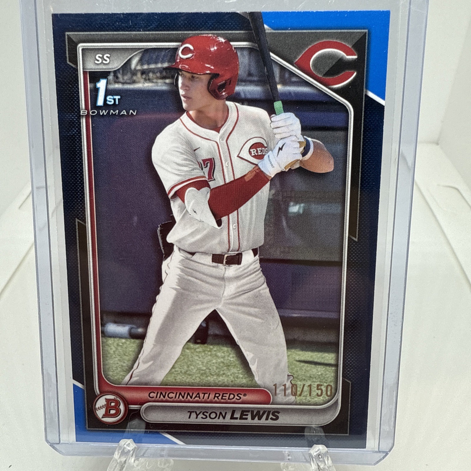 2024 Bowman Draft Chrome Tyson Lewis 1st Blue Refractor /150 Cincinnati Reds